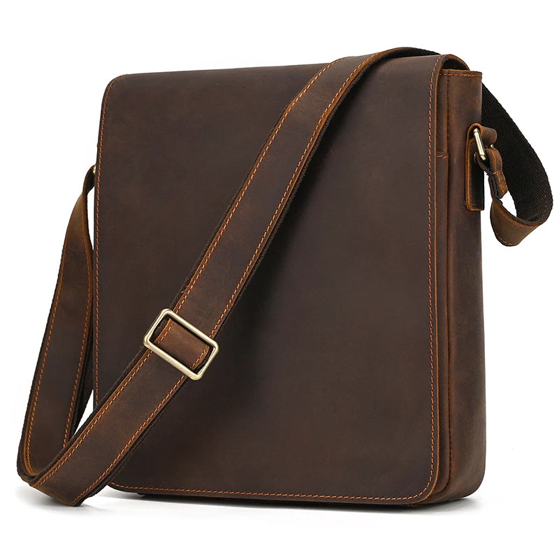 fachgo | High Quality Men's Leather Shoulder Bag Genuine Leather Crossbody Bags For Male Messenger Bags Vintage Sling Bags Man Bags 2024