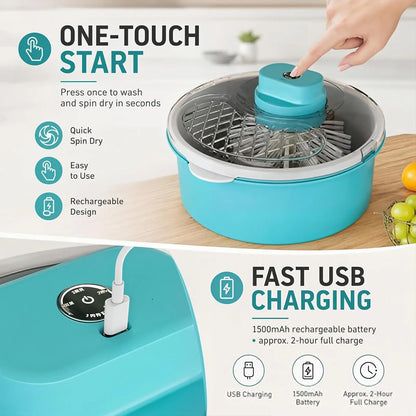 2-in-1 Electric Fruit & Vegetable Washer and Salad Spinner
