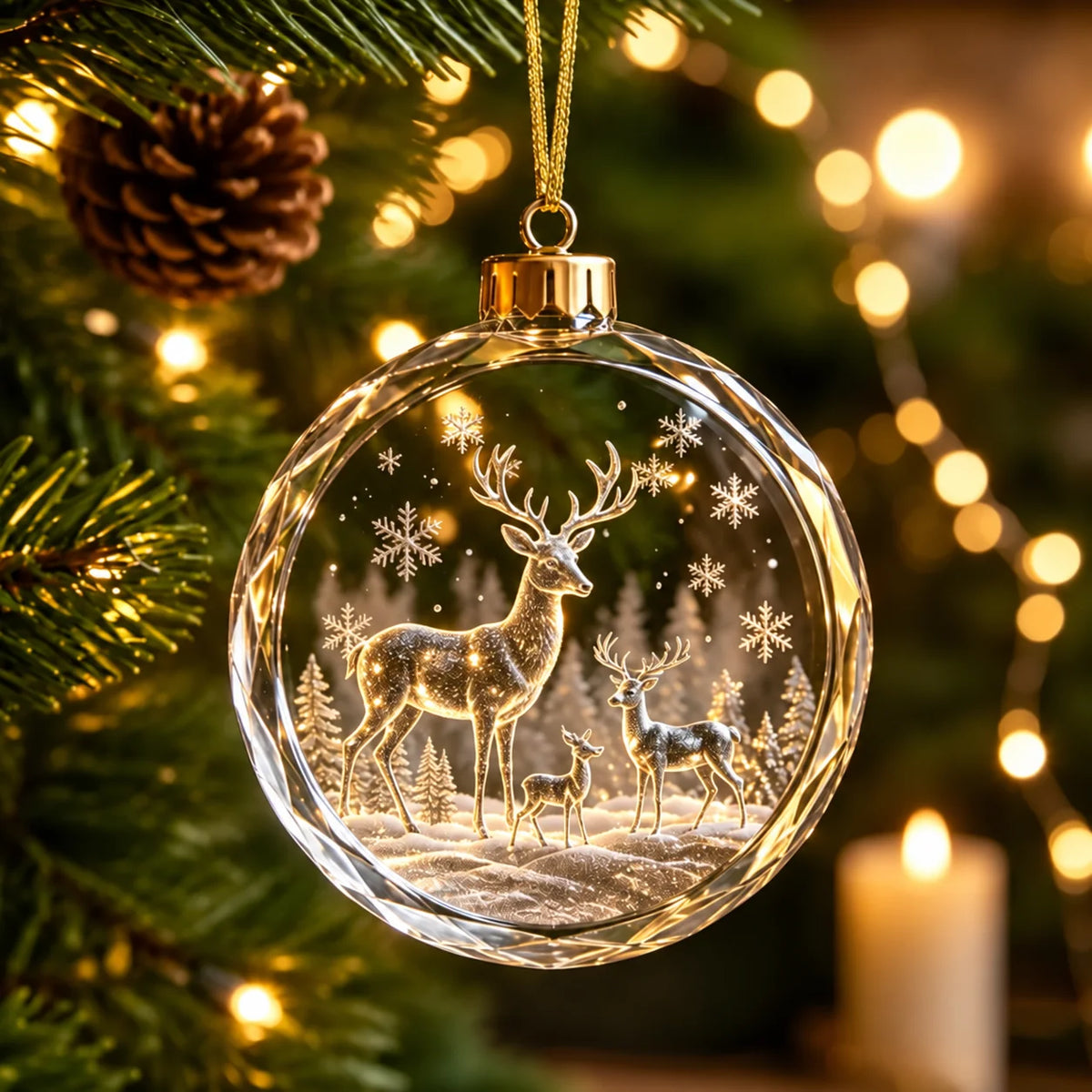 Christmas Tree Ornament Warm Holiday Hanging Decoration Winter Scenery Ornament Acrylic Transparent Acrylic Pendant For Mantel