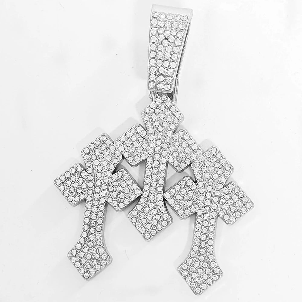 fachgo | New Iced Out Stacked Crosses Pendant Necklaces for Men With 13mm Cuban Chain Hip Hop Cross Rhinestone Jewelry pendant Gift