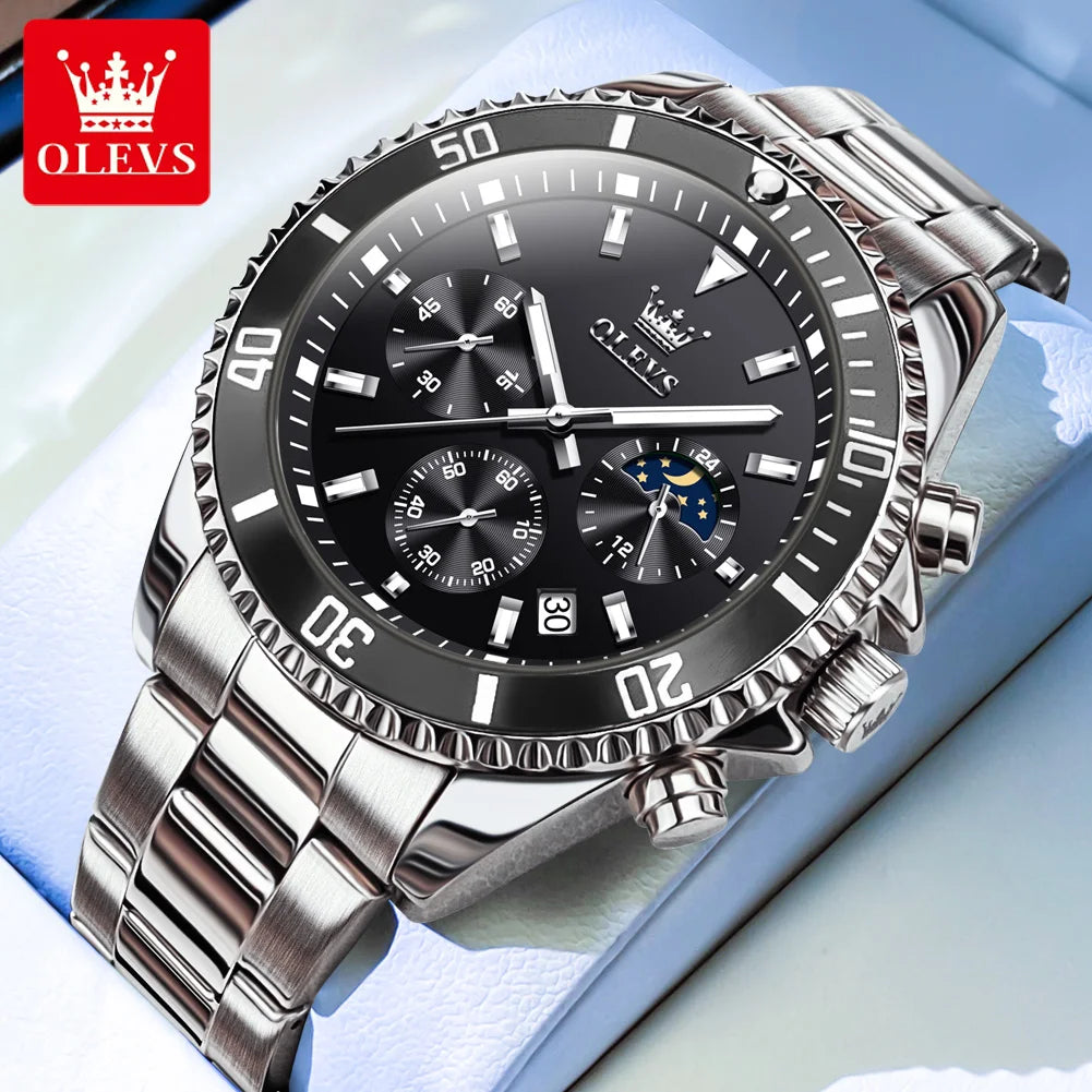 fachgo | OLEVS Watches For Men Classic with Date Dress Luxury Big Face Waterproof Luminous Men's Wrist Watch Stainless Steel Men Watch