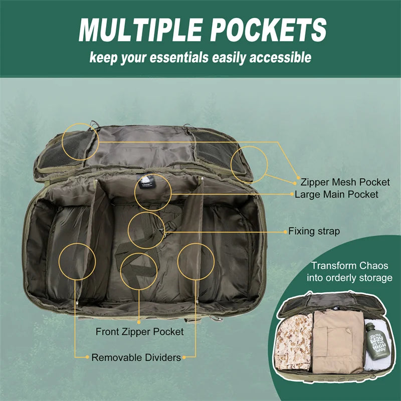 fachgo | LQARMY 30L 50L 80L Outdoor Mountaineering Bag Molle Tactical Backpack Large Duffel Bag Hiking Camping Travel Bags