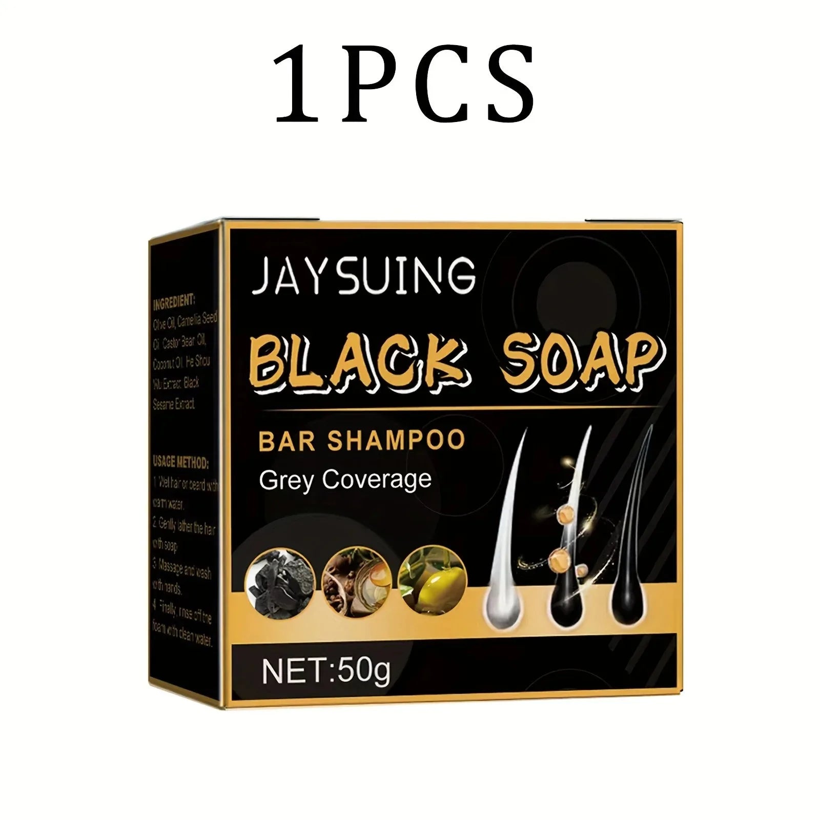 fachgo | Hair Shampoo Soap Polygonum Multiflorum Black Soap White Hair Repair Soap Hair Care Set Nourishing Anti Dandruff Hair Dye Soap