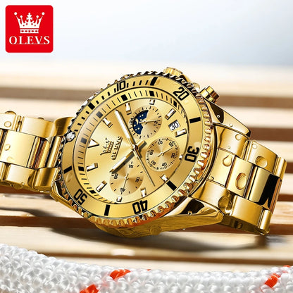 fachgo | OLEVS Watches For Men Classic with Date Dress Luxury Big Face Waterproof Luminous Men's Wrist Watch Stainless Steel Men Watch