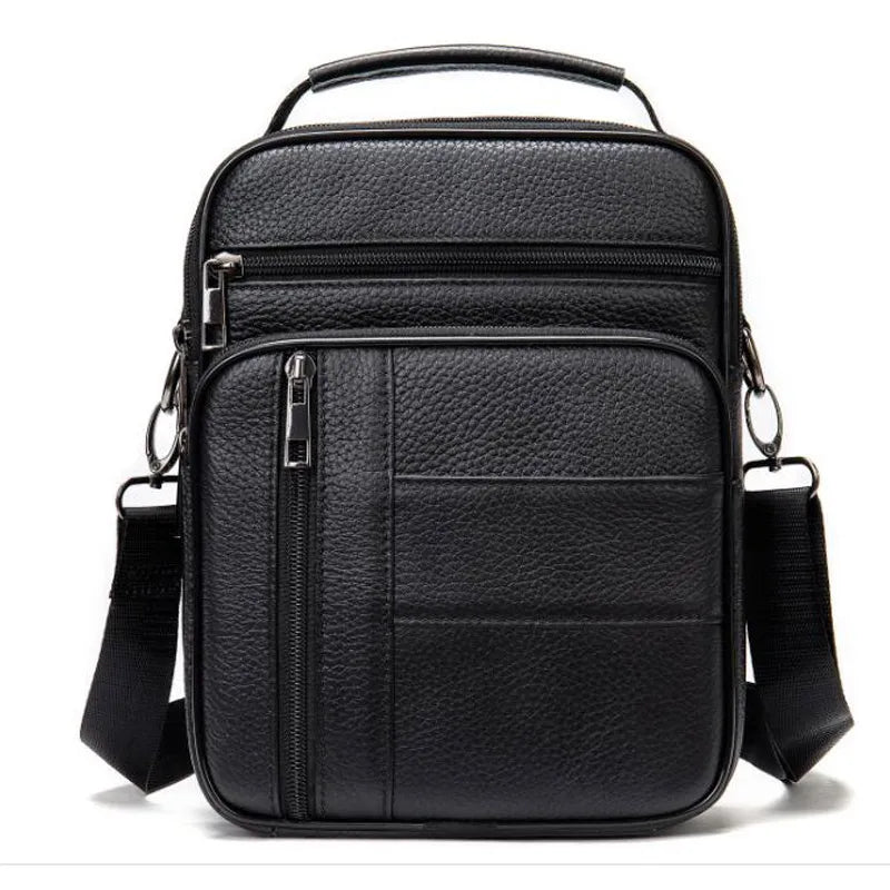 fachgo | Men's Natural Leather Handbag For Tablet Male Genuine Leather Shoulder Bag Small Men Travel Messenger Crossbody Bags Tote