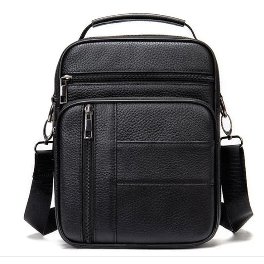 fachgo | Men's Natural Leather Handbag For Tablet Male Genuine Leather Shoulder Bag Small Men Travel Messenger Crossbody Bags Tote