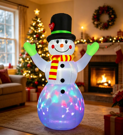 Christmas Lights Snowman Christmas Inflatable Model 210t Polyester Material Direct Supply from Manufacturer Waterproof Led Light-Emitting Inflatable