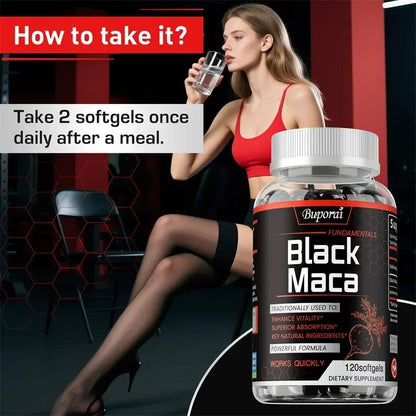 fachgo | Black Maca Supplement - Natural Nergizer, Improve Performance, Energy, Endurance Muscle Mass Improve, Balance Hormones
