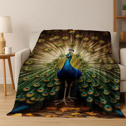 3D Colorful Peacock Romantic Birds Dream Flannel Blanket,Cozy Soft Throw Blanket for Home Bedroom Bed Sofa Picnic Cover Gift Kid