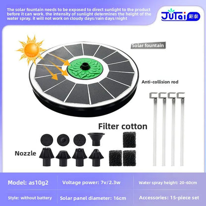 fachgo | Solar Fountain Outdoor Garden Water Feature Floating Bird Bath No Electricity Needed