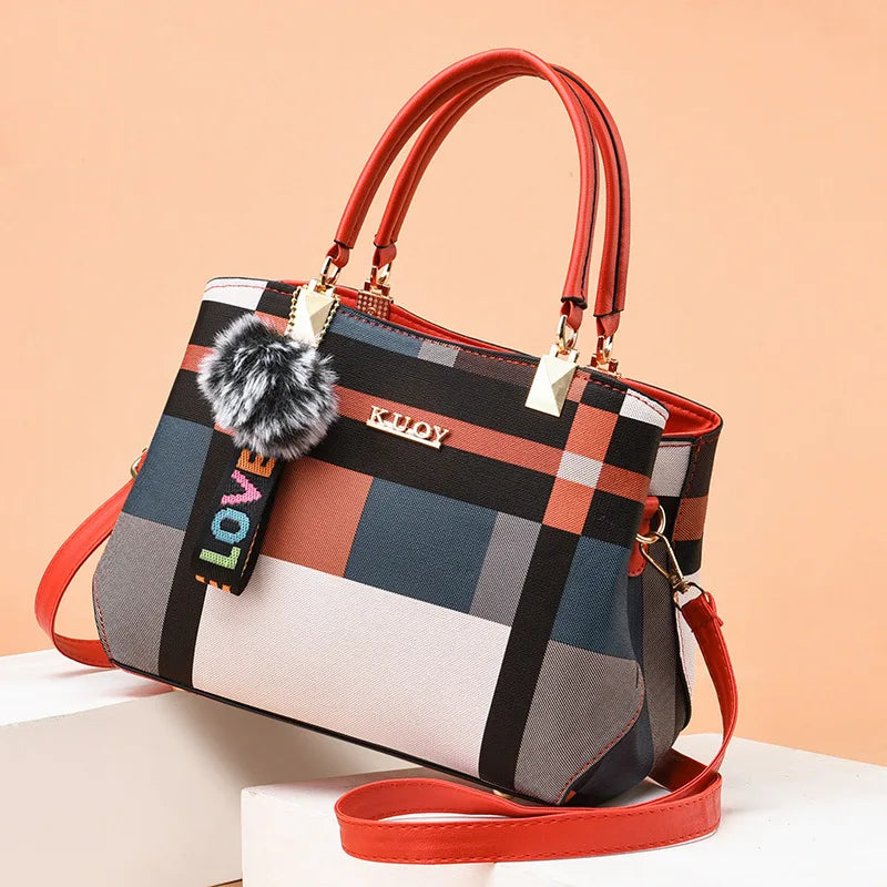 fachgo | Elegant Designer Handbags Women Bags Messenger PU Leather Crossbody Bags Hairball tassen Girls Shoulder Bag Top-hand Tote Bag