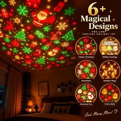 Christmas Projector Light USB Powered Christmas Night Light with 6+ Holiday Patterns Flexible Tree Lamp for Bedroom Ceiling