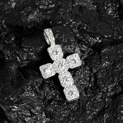 fachgo | 2025 New Hip Hop Cross Pendant Necklace Men 4mm Rhinestone Tennis Chain Iced Sparkling Necklace Women Punk Jewelry Fashion Gift