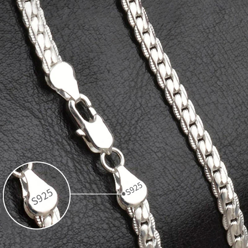 fachgo | 18K Gold/Silver Color 6mm Full Sideways Necklace 8/18/20/24 Inch Chain
