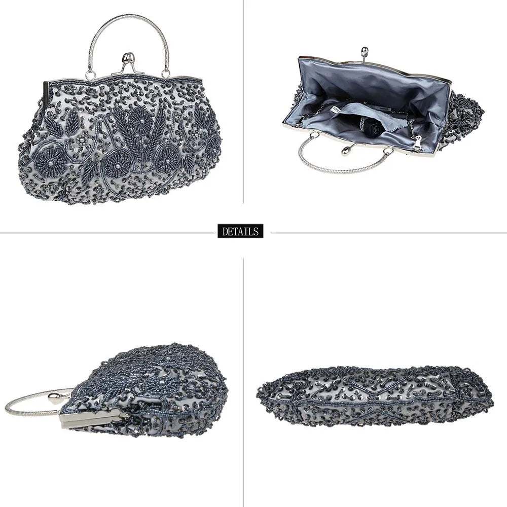 fachgo | Beaded Bridal Clutch Evening Bag