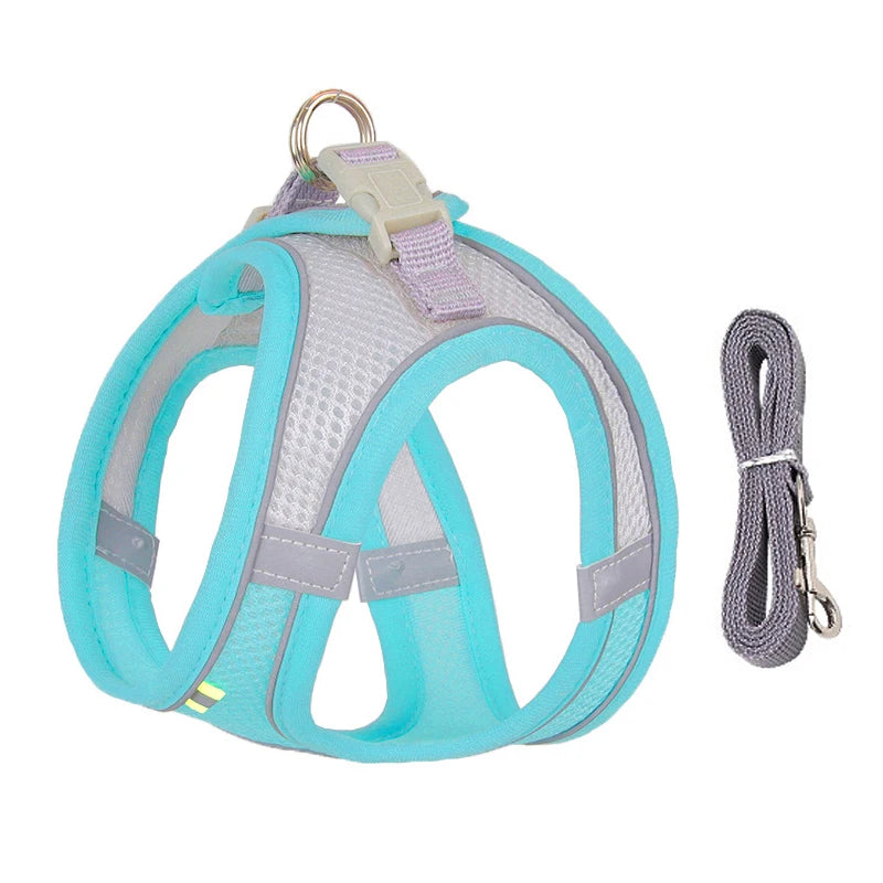 fachgo | Dog Harness Leash Set for Small Dogs Adjustable Puppy Cat Harness Vest French Bulldog Chihuahua Pug Outdoor Walking Lead Leash