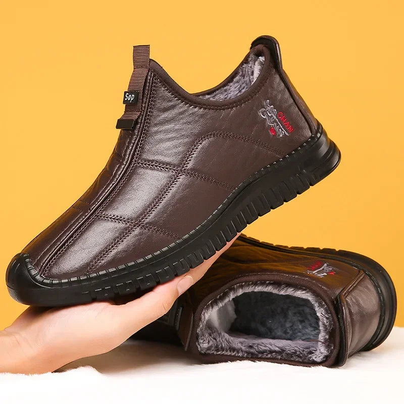 fachgo | Winter men's boots are warm waterproof non slip thick walking boots, and oversized work shoes for men aged 38-48 platform boots