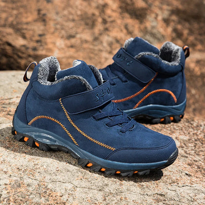 fachgo | Waterproof Winter Men Boots Suede Warm Snow Outdoor Sneakers Boots Men Work Casual Shoes High-top Non-slip Ankle Boots