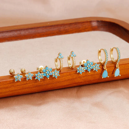 fachgo | 8-Piece Gold-Plated Hoop Earrings Set
