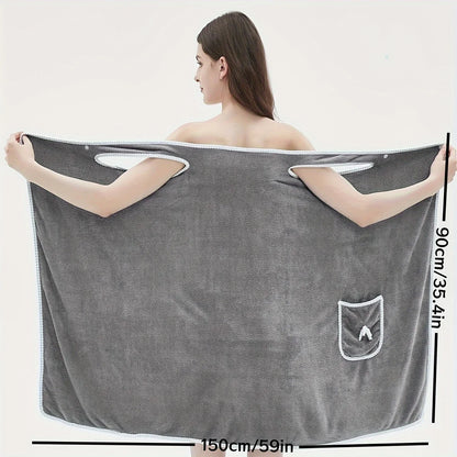 fachgo | Bath Towel Household Women Wearable Wrap Adults Absorb Water Polyester Dry Hair Skirt Long Style Bathroom Washable Bathrobe