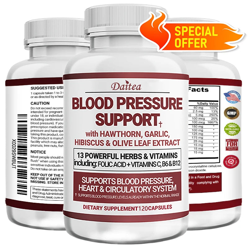 fachgo | Blood Pressure Support Supplement - Supports Fat Metabolism, Blood Circulation, Healthy Brain, Heart, Blood Vessels
