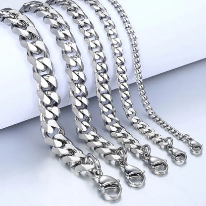 fachgo | New Trendy Cuban Chain Men Bracelet Classic Stainless Steel 3/5/7/9mm