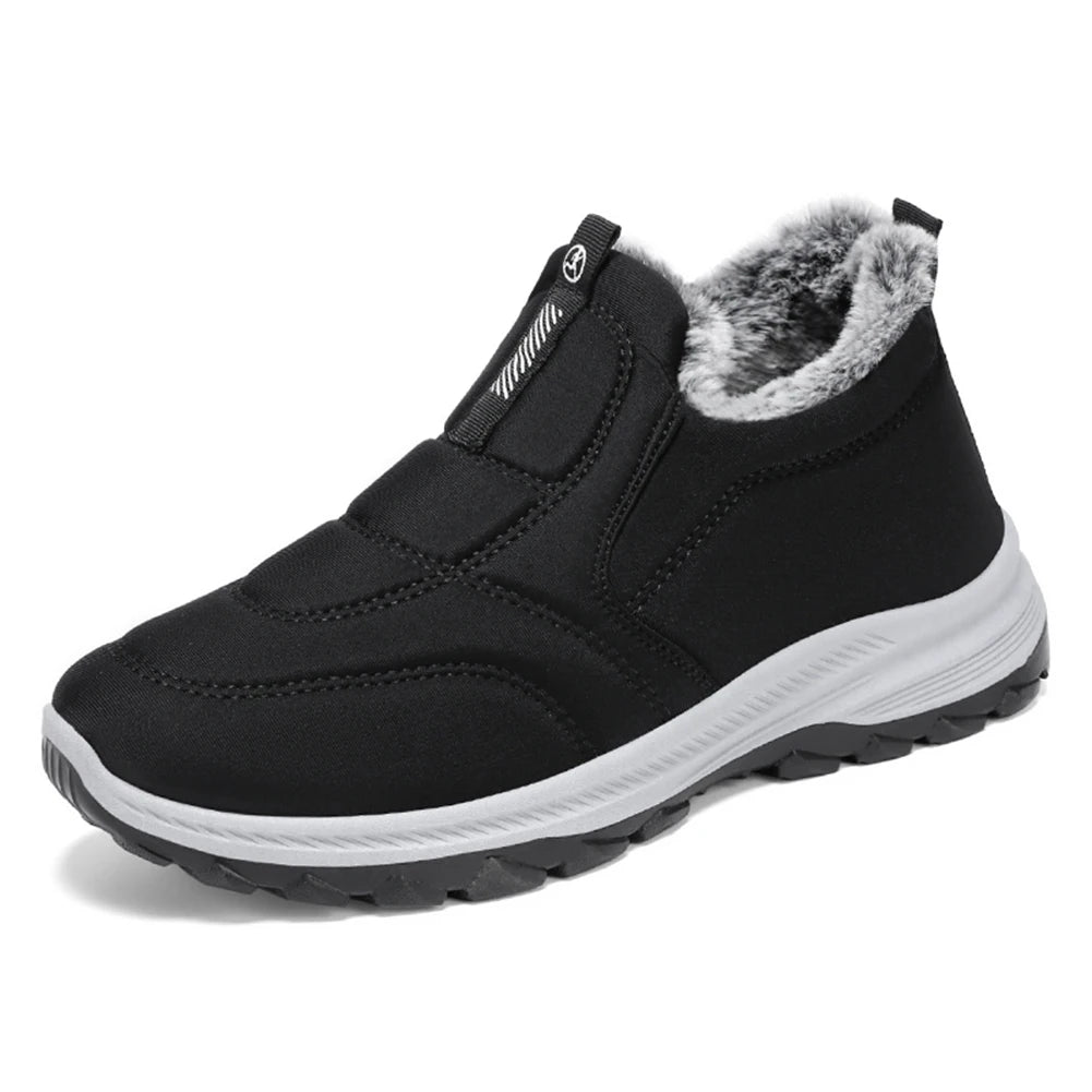 fachgo | Warm Walking Shoes Lightweight Thermal Ankle Boots Non-slip Slip On Sneakers Winter Thick Fur Shoes for Travel Hiking