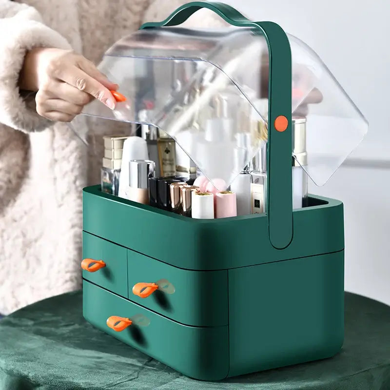 fachgo | 1pc Cosmetics Receiving Box Dust-Proof Desktop Makeup Organizer with Drawer for Skin Care Products Household Storage Box Shelf