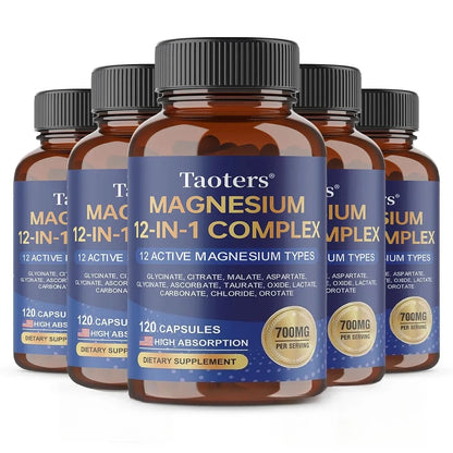 12-in-1 Magnesium Complex Supplement – High Absorption Rate, Supports Muscles, Nerves and Sleep, Suitable for Men and Women