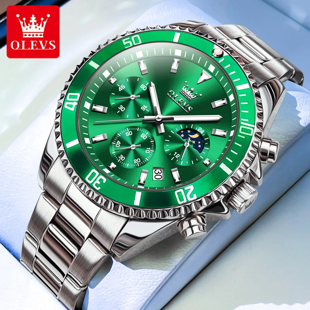 fachgo | OLEVS Watches For Men Classic with Date Dress Luxury Big Face Waterproof Luminous Men's Wrist Watch Stainless Steel Men Watch