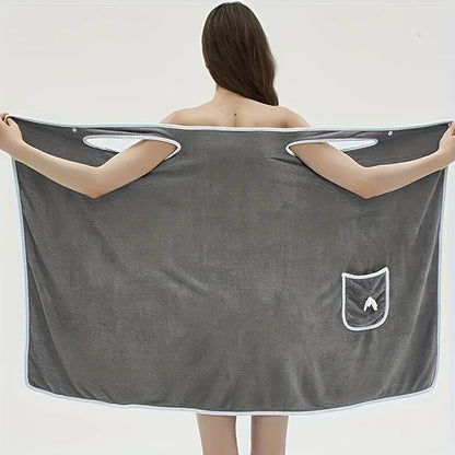 fachgo | Bath Towel Household Women Wearable Wrap Adults Absorb Water Polyester Dry Hair Skirt Long Style Bathroom Washable Bathrobe