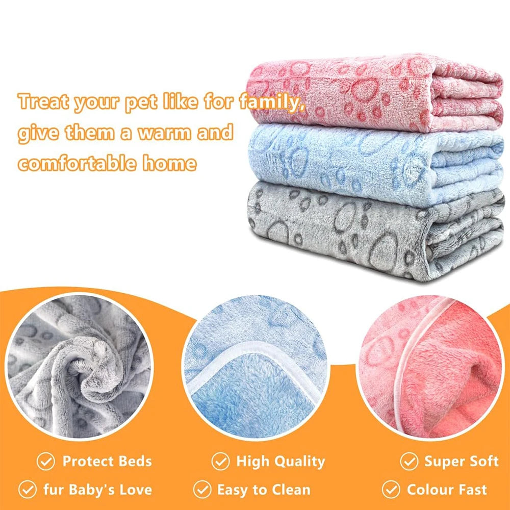 fachgo | 1pcs Ultra-Soft Paw Print Dog Blankets - Machine Washable, Cozy Pet Pillow Pads for Indoor & Outdoor Use - Ideal for Small to La