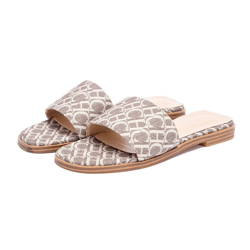 fachgo | Classic Simple Design Wearable Comfortable Anti-slip Sole Letter Printed Slippers Seasonal New Summer Fashion Women's Sandals