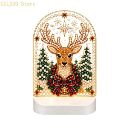 Christmas LED Acrylic Art Set with Faceted Pieces for a Handmade Indoor Display Project That Glows During Evening Use D0LD