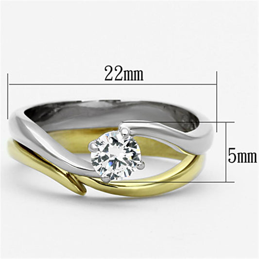 fachgo | TK1092 - Two-Tone IP Gold (Ion Plating) Stainless Steel Ring with AAA