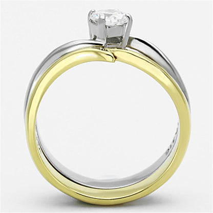 fachgo | TK1092 - Two-Tone IP Gold (Ion Plating) Stainless Steel Ring with AAA