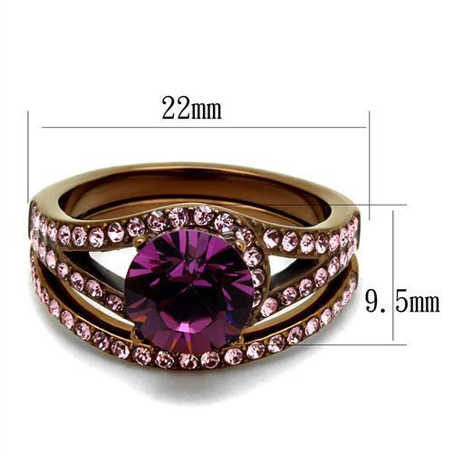 fachgo | TK2745 - IP Coffee light Stainless Steel Ring with Top Grade Crystal