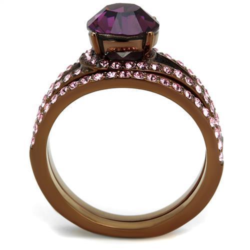 fachgo | TK2745 - IP Coffee light Stainless Steel Ring with Top Grade Crystal