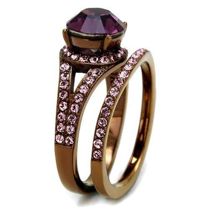fachgo | TK2745 - IP Coffee light Stainless Steel Ring with Top Grade Crystal