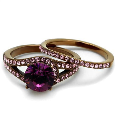 fachgo | TK2745 - IP Coffee light Stainless Steel Ring with Top Grade Crystal
