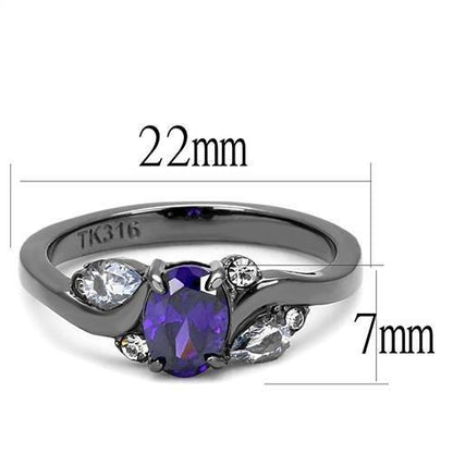 fachgo | TK3169 - IP Light Black (IP Gun) Stainless Steel Ring with AAA Grade