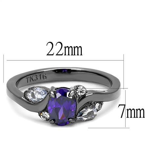fachgo | TK3169 - IP Light Black (IP Gun) Stainless Steel Ring with AAA Grade