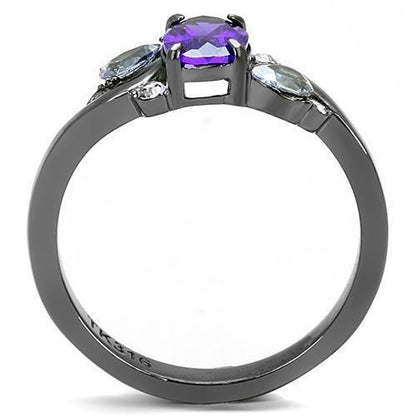 fachgo | TK3169 - IP Light Black (IP Gun) Stainless Steel Ring with AAA Grade