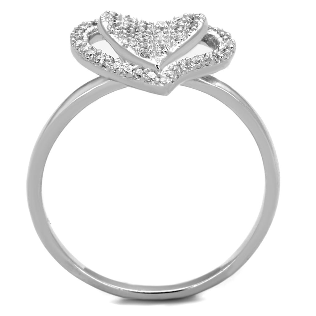 fachgo | TS192 - Rhodium 925 Sterling Silver Ring with AAA Grade CZ in Clear