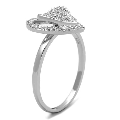 fachgo | TS192 - Rhodium 925 Sterling Silver Ring with AAA Grade CZ in Clear