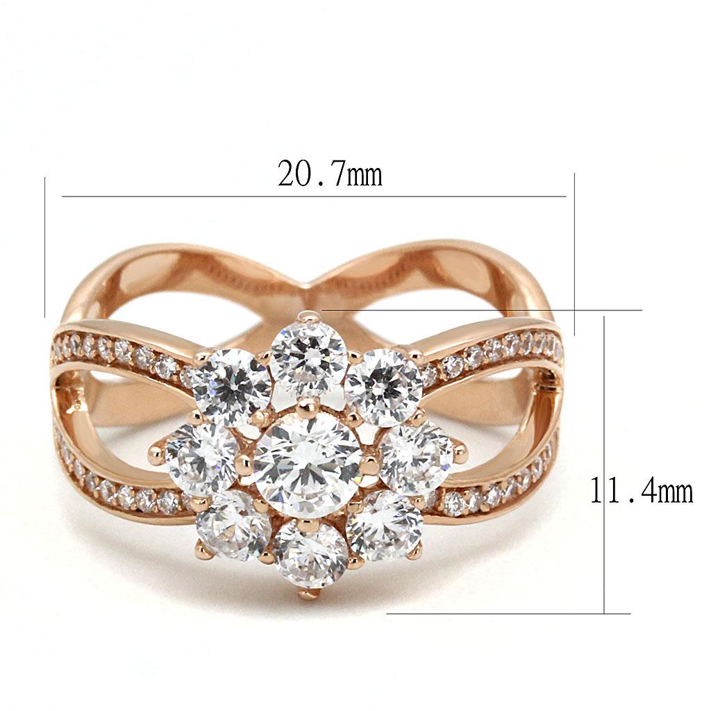 fachgo | TS586 - Rose Gold 925 Sterling Silver Ring with AAA Grade CZ in Clear