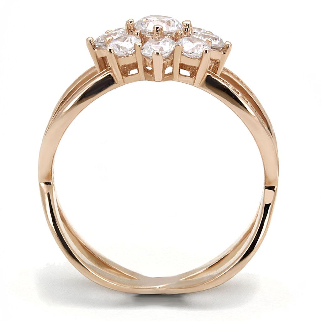 fachgo | TS586 - Rose Gold 925 Sterling Silver Ring with AAA Grade CZ in Clear