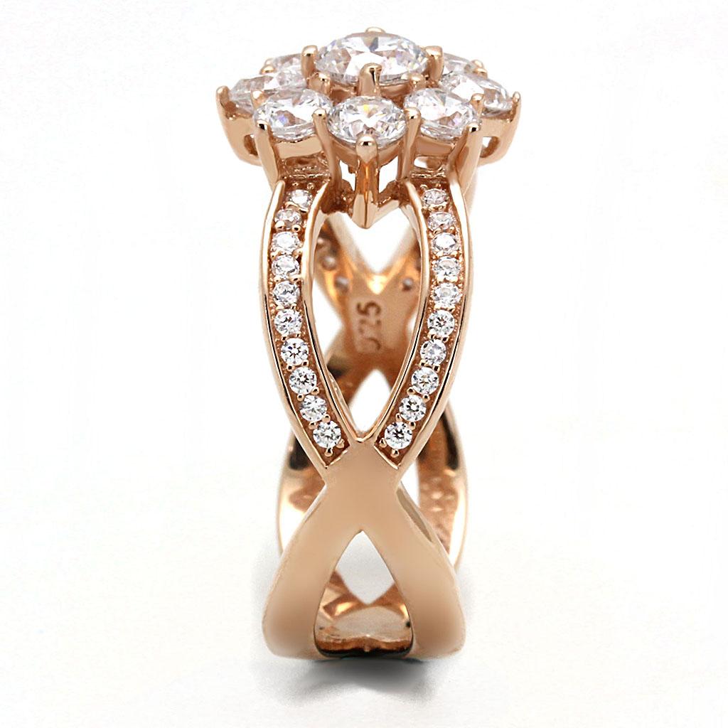 fachgo | TS586 - Rose Gold 925 Sterling Silver Ring with AAA Grade CZ in Clear