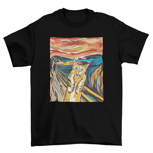 fachgo | The Scream parody cat t-shirt
