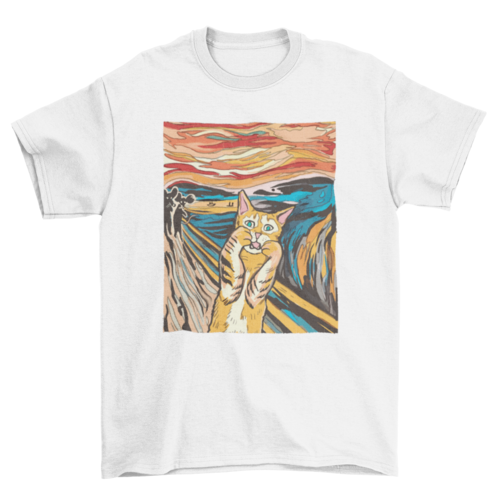 fachgo | The Scream parody cat t-shirt